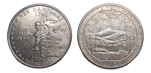 Moneda 1/4 Dolar 25 Centavos Estado New Hampshire  2 Piezas