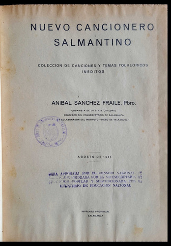 Nuevo Cancionero Salmantino A Sanchez Fraile 1943 50n 282