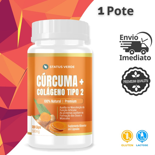 Cúrcuma + Colageno Tipo 2 Premium Quality 120 Cáps - Status Verde