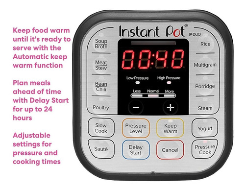 Imagen 3 de 8 de Instant Pot Ip-duo60, 6cuartos/1000w - Olla A Presion Multif