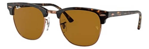 Óculos de sol Ray-Ban Clubmaster Classic Standard armação de acetato cor matte tortoise, lente brown de cristal clássica, haste matte tortoise de acetato - RB3016