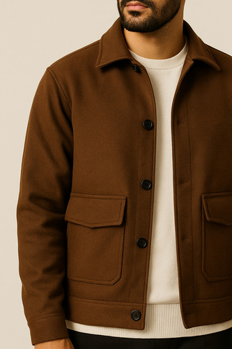 Saco Corto Tapado Trench Hombre Abrigado Semi Formal