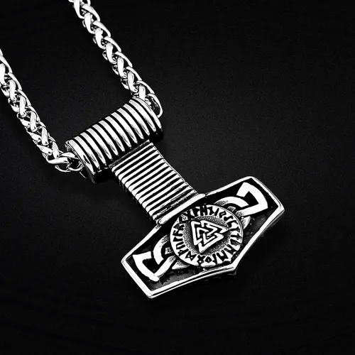 Collar Thor Valknut Vikingo Nórdico Acero Inoxidable Hombre