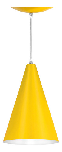 Luminária Pendente Cone M 15,5cm Diâmetro X 22cm Altura Cor Amarelo X Branco
