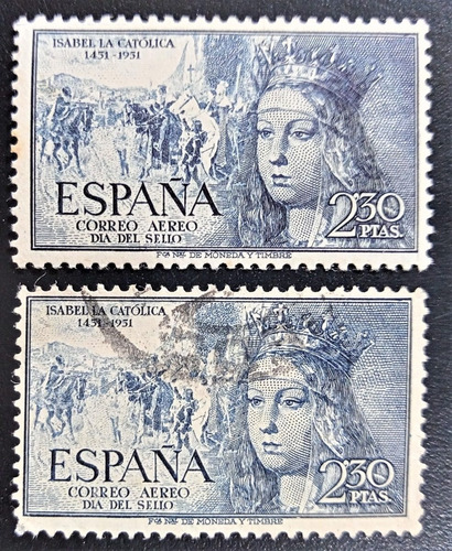 España, Lote 2 Aéreos Yv 261 2,30p Isabel 52 Nu Y Us L18088