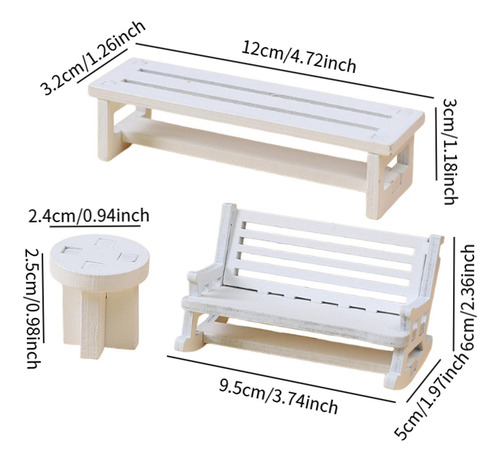 3 Sillas En Miniatura, Muebles En Miniatura, Accesorios Para