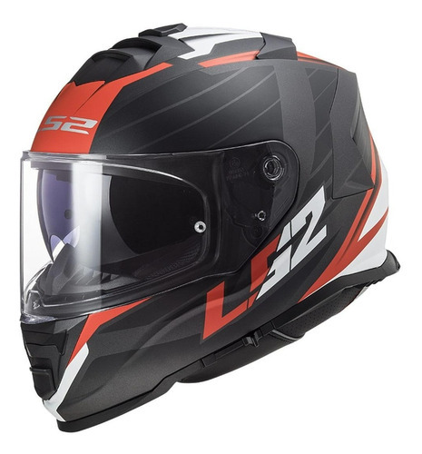 Casco Cerrado Ls2 Storm Nerve Negro Mate Rojo  