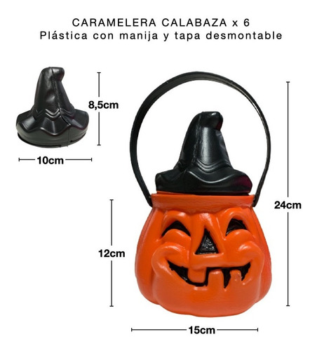 Imagen 2 de 8 de Caramelera Calabaza X 6 - Golosinas Halloween Noche Brujas