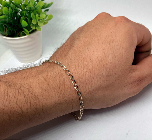 Pulseira Elos Pe Em Ouro 10k Maciço 18cm
