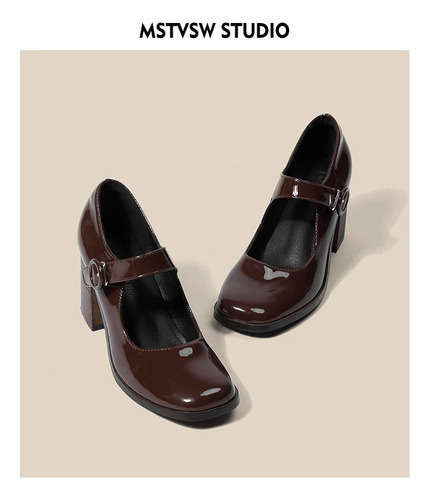 Zapatos Mary Jane De Tacón Alto Para Mujer, Estilo Vintage