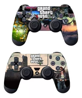 Kit 2 Skins Controle Grand Theft Auto V Ps4 Fat Slim Pro