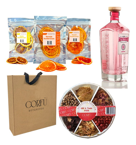 Set Infusiones Botanicos Gin Heredero Pink Citricos Corfu