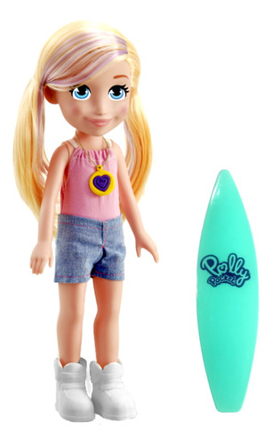 Boneca Da Polly Surfista Com Acessórios Grande 38cm Mattel