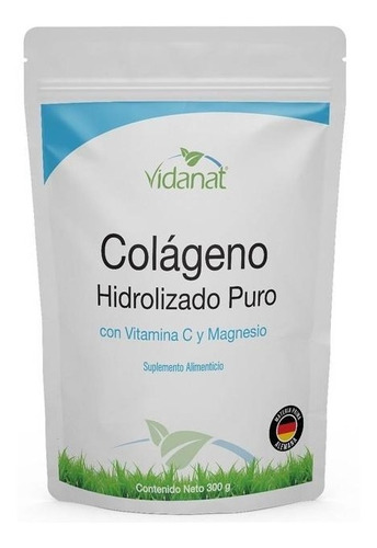 Colágeno Vidanat Hidrolizado Puro Vitamina C Y Magnesio 300 g Para Osteoporosis