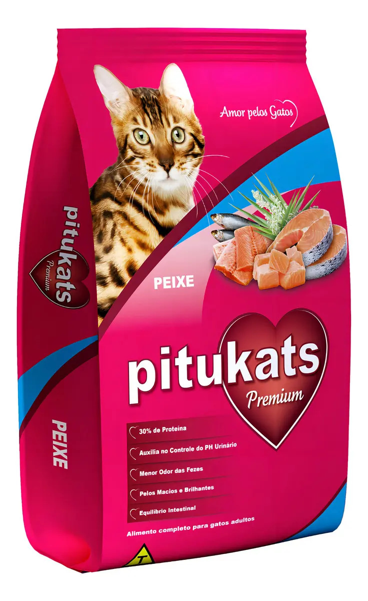Ração Premium Pitukats Sabor Peixe Para Gatos Adultos 7kg