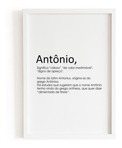 Quadro Decorativo Nome Antônio - A4