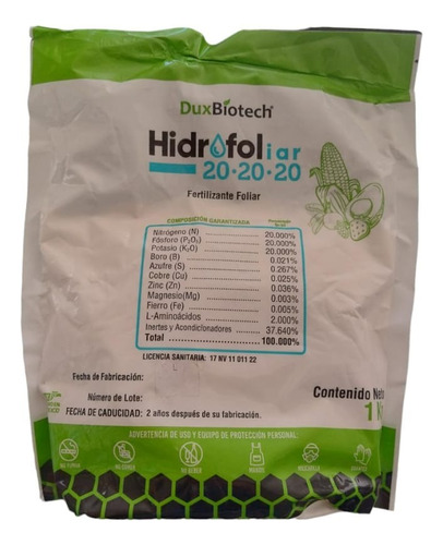 2 Piezas Hidrofoliar 20-20-20 Fertilizante Foliar 1 Kg