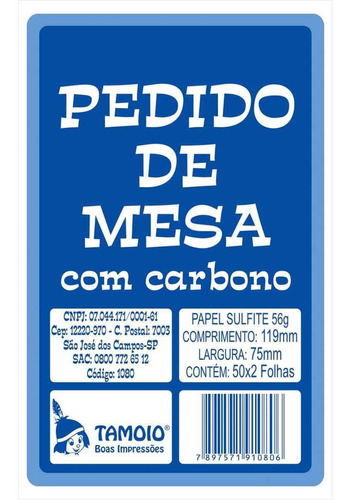 20 Talão De Pedido De Mesa 2 V 50 Folhas Cada C/ Carbono