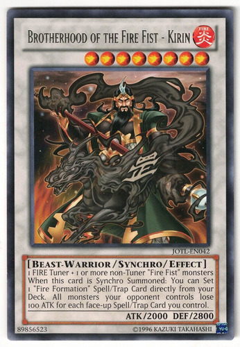 Yugioh Brotherhood Of The Fire Fist Kirin Rare Unl Jotl-en04