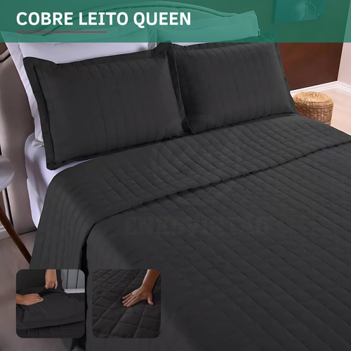 Cobre Leito Queen Padrão Matelado 3 Peças Dupla Face 400 Fios Toque Macio E Suave Confortável Preto