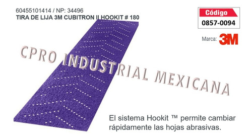Tira De Lija 3m Cubitron Ii Hookit # 180 Modelo 34496 S