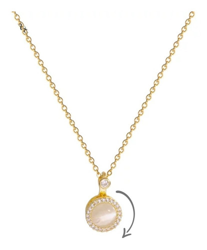 Collar Giratorio Mujer Ojo De Tigre Cristales Dorado Trendy