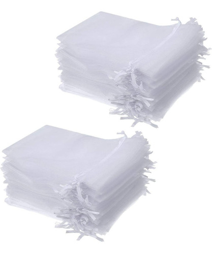 Pack 100 Bolsas Organza Blanca 10x15 Cm - Ideal Para Regalos