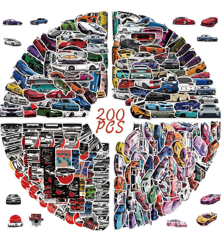 200pcs Jdm Retrofit Carreras Coche Stickers Para J7bv5