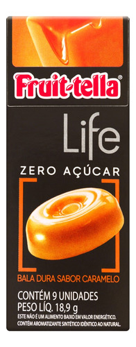 Bala Caramelo Zero Açúcar Fruit-Tella Life Caixa 18,9g 9 Unidades