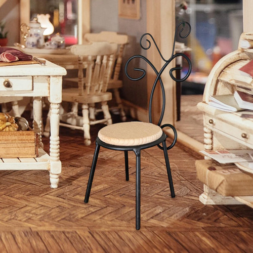 Silla En Miniatura Para Casa De Muñecas, Minimodelo Negro