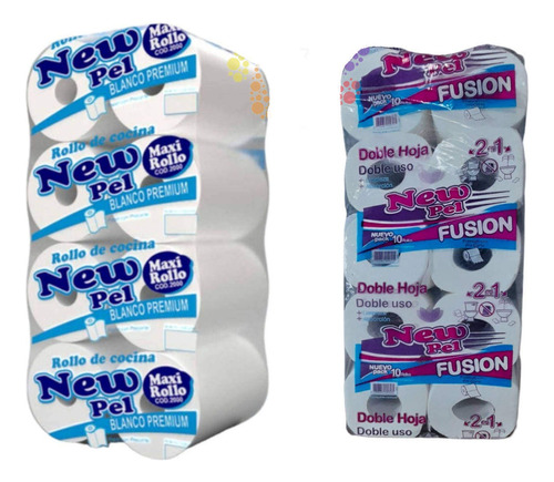 Papel Higienico Doble Hoja + Bolson Rollo Cocina X 8u 200p.