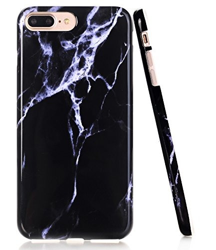 Funda Para iPhone 8 Plus, Diseño De Mármol Negro / Blanco, C