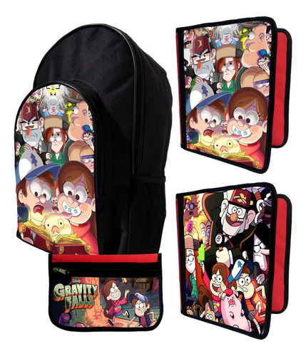 Mochila +2 Carpetas+ Cartu De Gravity Falls #122