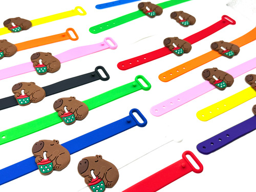 Pulseira Capivara 10un Variadas Pulseirinha Mimo Ajusavel