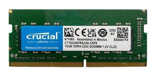 Memoria Ram Portátil Kit Crucial 32gb 16gbx2 Ddr4 3200mh Pc4