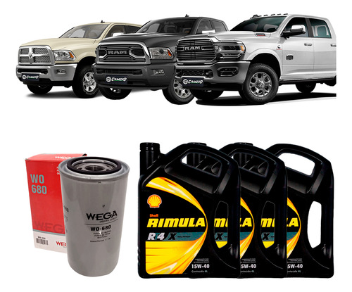 Kit Troca De Óleo 15w40 Dodge Ram 2500 6.7 2012/2022