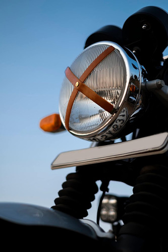 Sticker De Cuero Genuino Para Faro Café Racer Bicicleta Vint