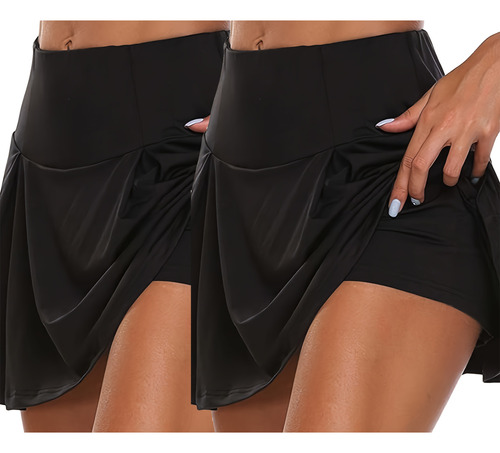 2 Piezas Pantalones Cortos Falda De Tenis Deportiva De Yoga