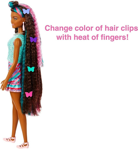 Imagem 5 de 8 de Barbie Totally Hair Butterfly Negra 2022 Fashion Extra