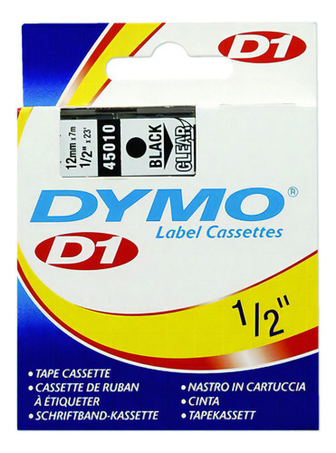 Cinta Para Rotulador Dymo Negro Sobre Transparente 12mm X 7m