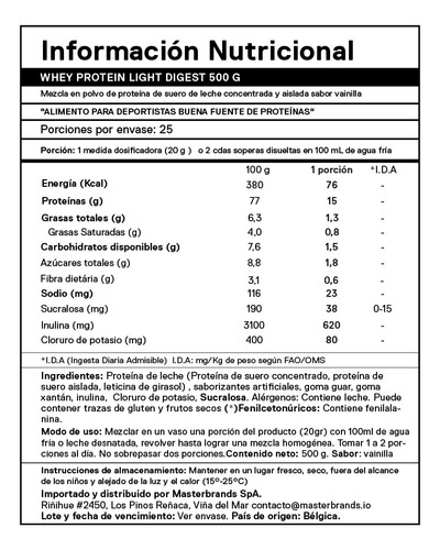 Proteina Whey Light Digest 500gr Qnt