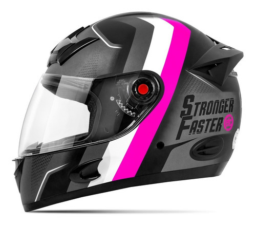 Capacete De Moto Feminino Etceter Stronger Faster Fosco Cor Cinza/Rosa Tamanho do capacete 58