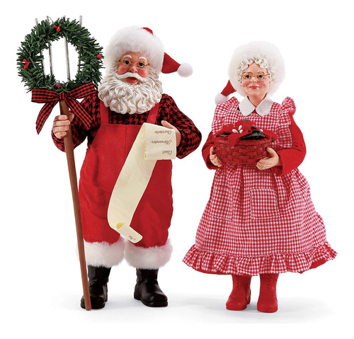 Figuras De Santa Y Senora Claus, 10.5 Pulgadas