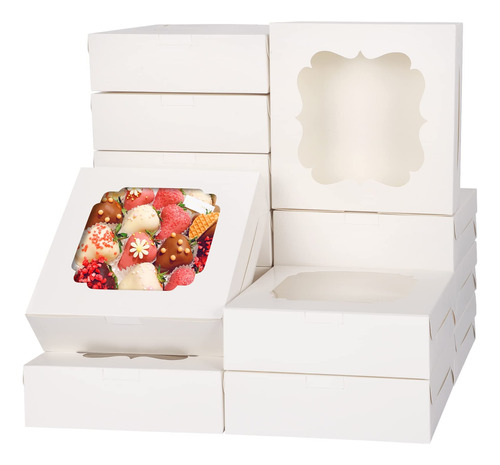 Tomnk 60 Cajas De Galletas De 8 X 8 X 2.5 Pulgadas Con 2 Ven