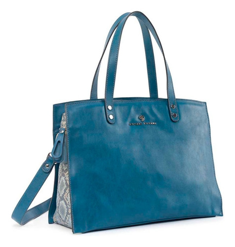 Bolso Hombro Mujer Piel Y Pitón Prada Mx 290123 Acabado De Los Herrajes Níquel Color Azul