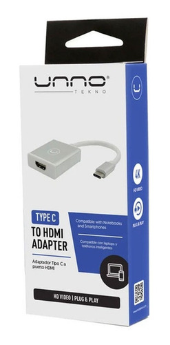 Imagen 5 de 5 de Adaptador De Video Externo Usb-c A Hdmi Unno 1080p 4k Metal