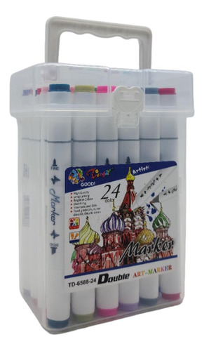 Set Marcadores Doble Punta 24 Lapices Plumones Arte Marker