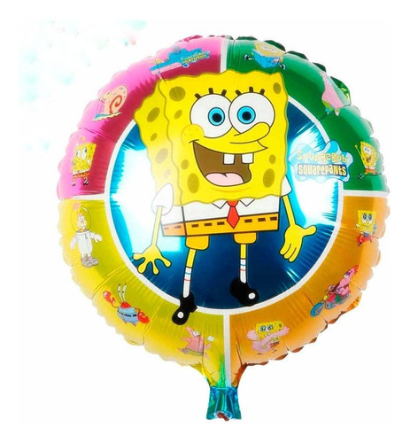 10 Globos Metalicos Con Tematica De Bob Esponja 45cm+popotes