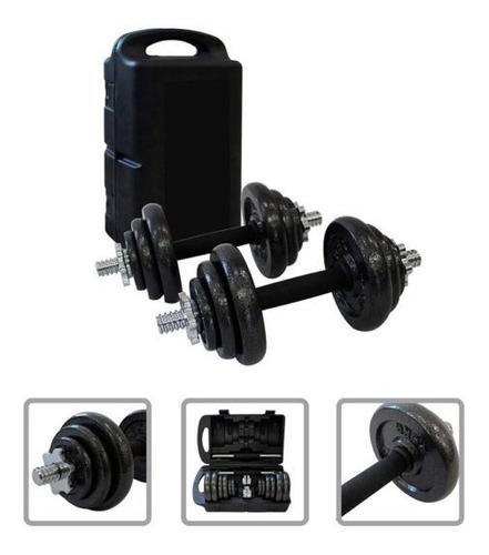 Imagen 4 de 5 de Kit Pesas Mancuernas 20 Kg 40 Lb Gimnasio Portátil + Estuche