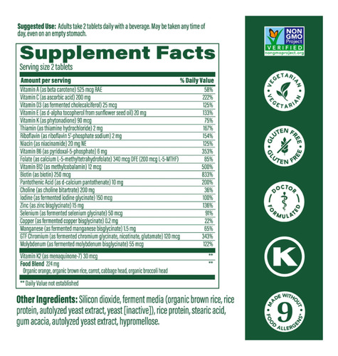 Megafood Multivitaminico Para Hombres +40años 60tabs Sabor Sin Sabor